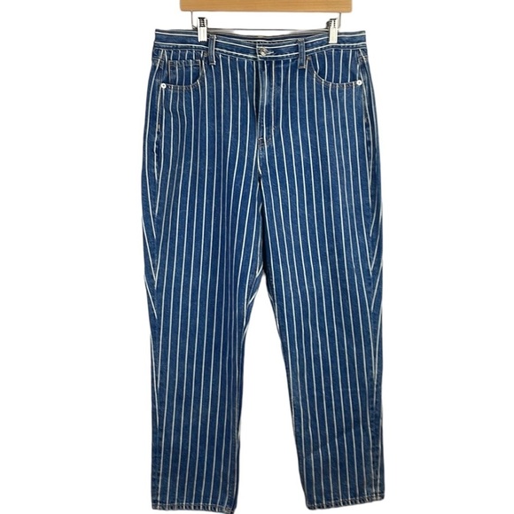 American Eagle Mom Jean Stripe SZ 14 Regular Unique Plus Size - Picture 1 of 14